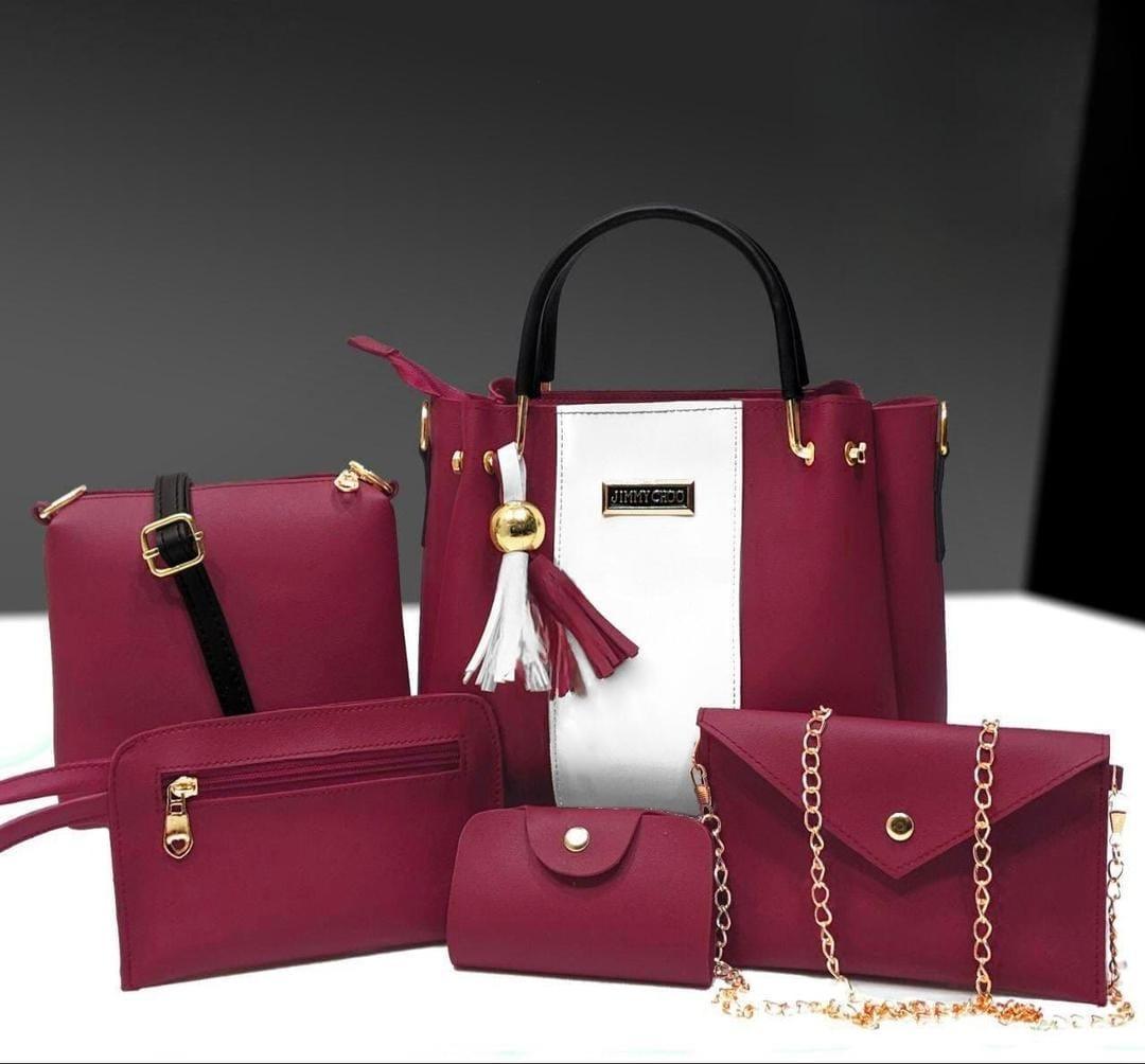 Stylish Women's PU Leather Hand Bag Set - 5 Pcs - My Bags Story