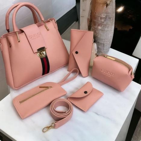 Stylish Girl's Rexine Hand Bag Set - 5 Pcs in Vibrant Colors My Bags Story