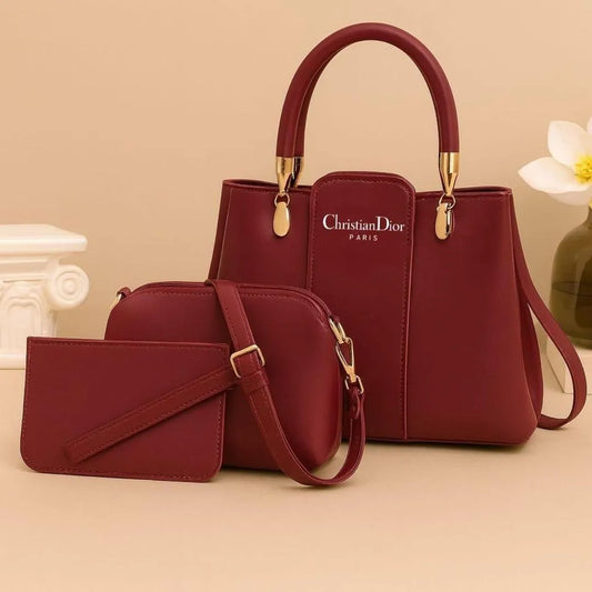 Girl's PU Leather Plain Hand Bag Set - My Bags Story