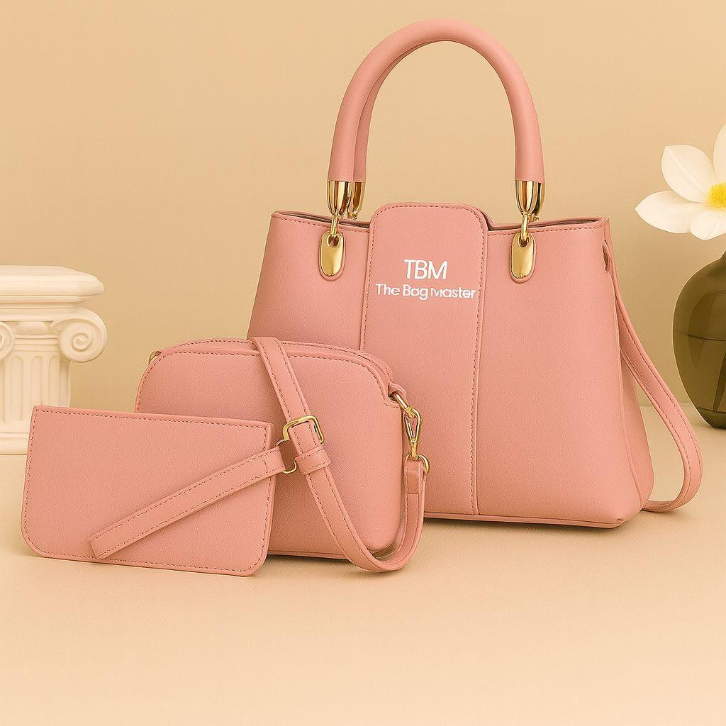 Women's Rexine Plain Hand Bag Set - My Bags Story