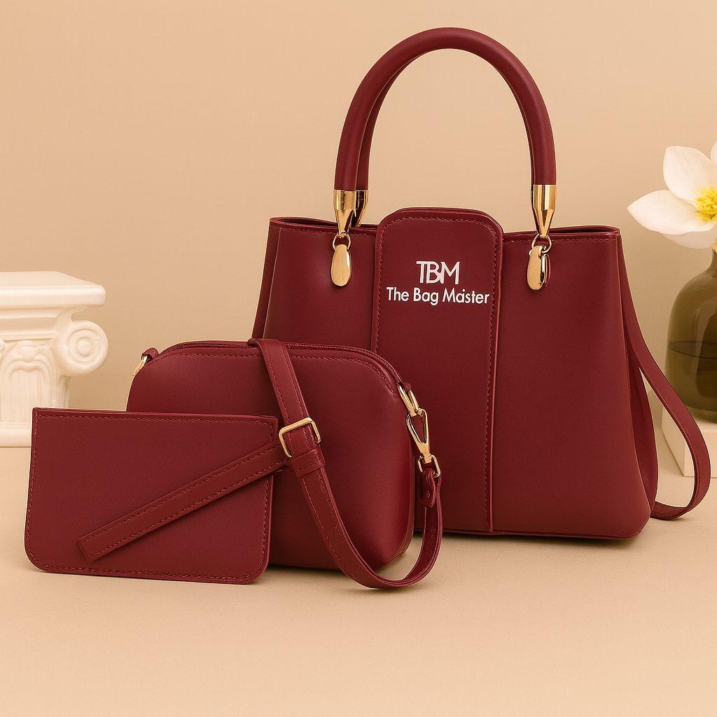 3 Pcs Girl's Rexine Hand Bag Set - Stylish & Versatile - My Bags Story