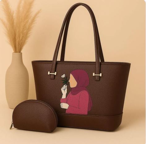 Women's PU Leather Printed Hand Bag Set My Bags Story