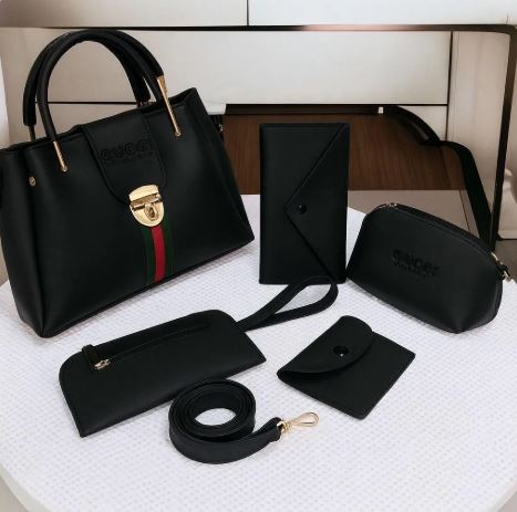 Stylish Girl's Rexine Hand Bag Set - 5 Pcs in Vibrant Colors My Bags Story