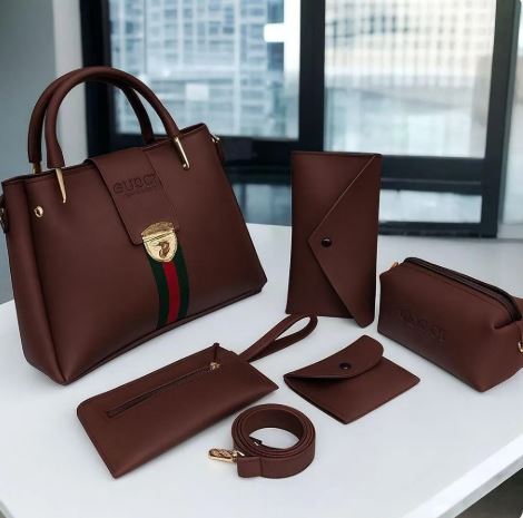 Stylish Girl's Rexine Hand Bag Set - 5 Pcs in Vibrant Colors My Bags Story