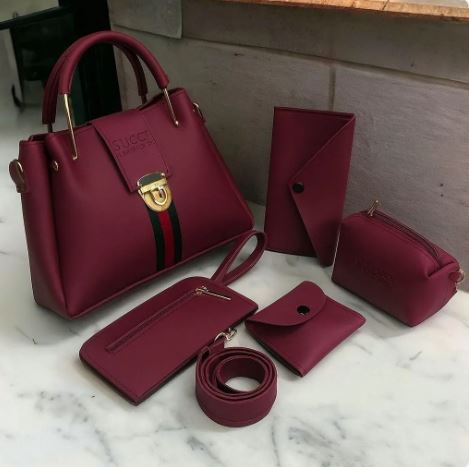 Stylish Girl's Rexine Hand Bag Set - 5 Pcs in Vibrant Colors My Bags Story