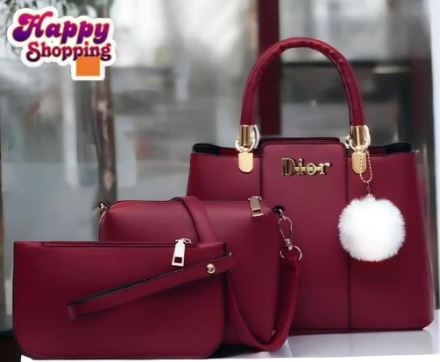 Women's PU Leather Plain Hand Bag Set - My Bags Story