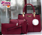 Women's PU Leather Plain Hand Bag Set - My Bags Story