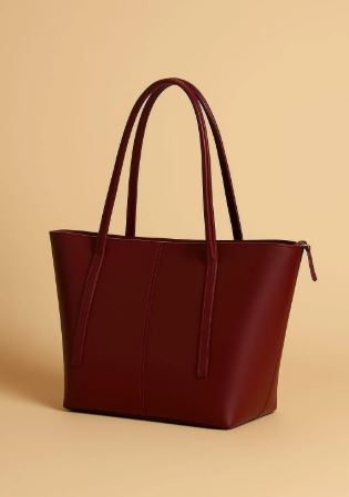 Women's PU Leather Plain Maroon Tote Bag - My Bags Story