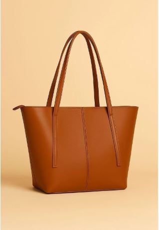 Women's PU Leather Plain Orange Tote Bag - My Bags Story
